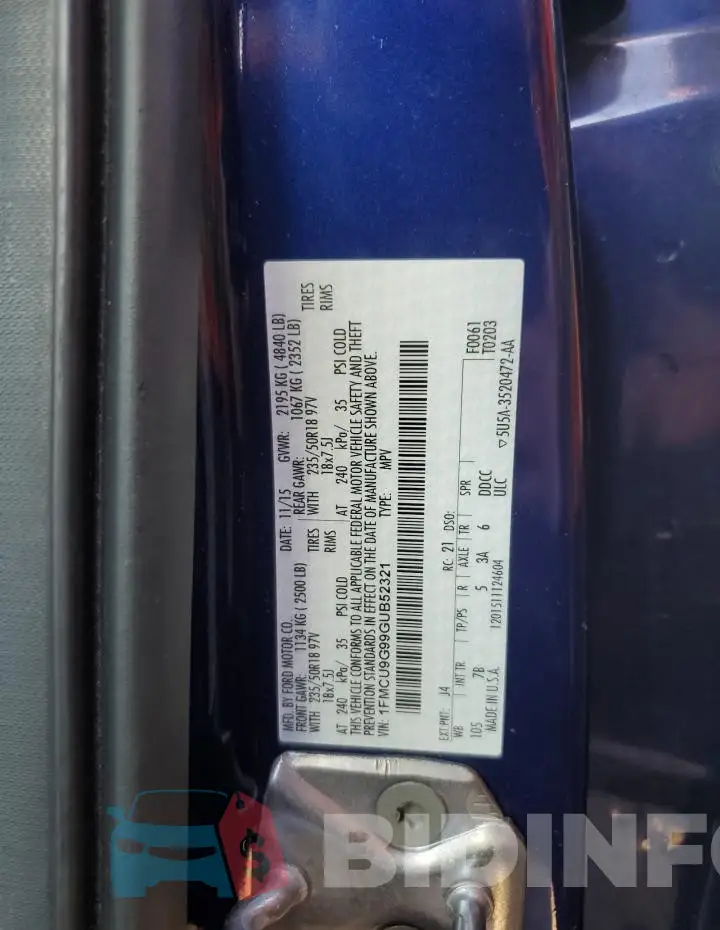 1FMCU9G99GUB52321 Photo# 13