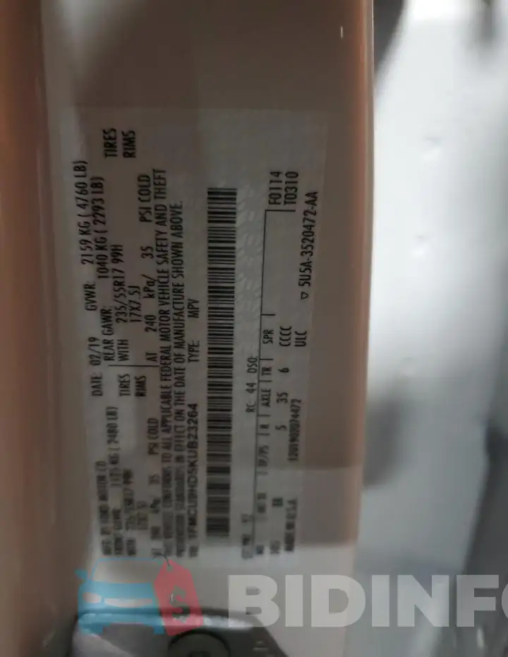 1FMCU9HD5KUB23264 Photo# 14