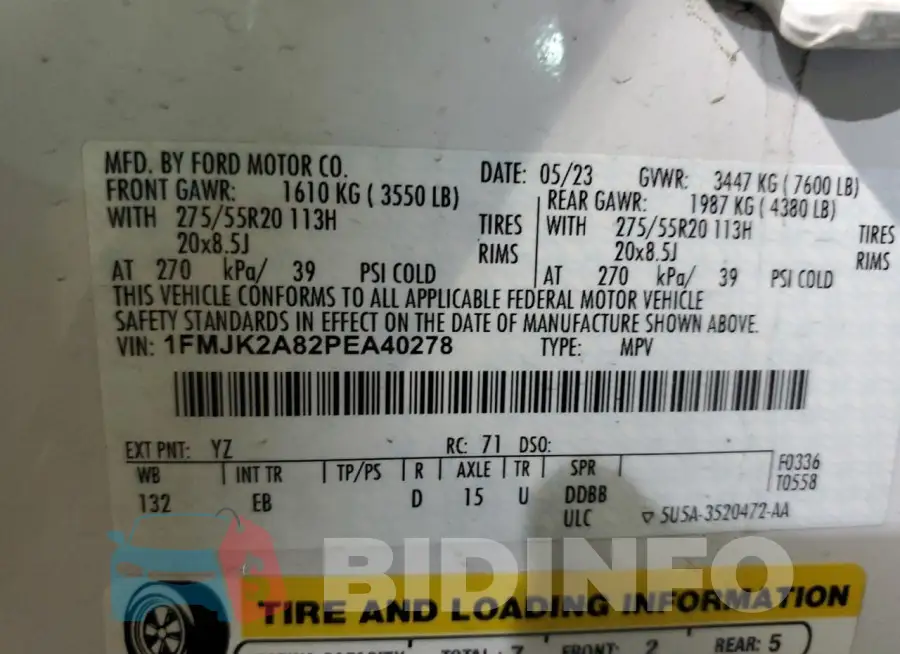 1FMJK2A82PEA40278 Photo# 14
