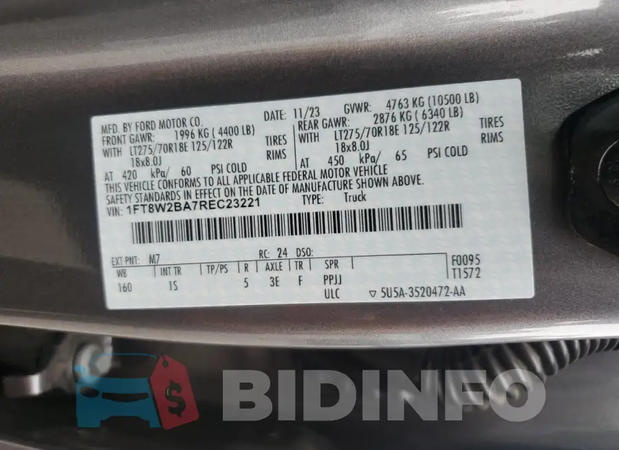 1FT8W2BA7REC23221 Photo# 12