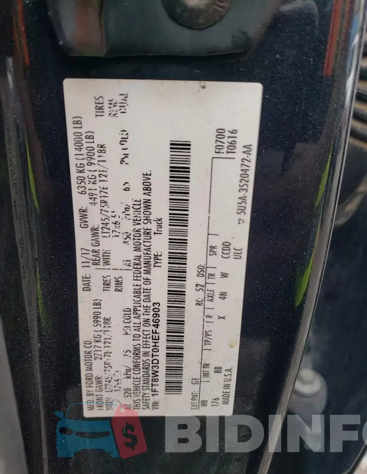 1FT8W3DT0HEF46903 Photo# 12