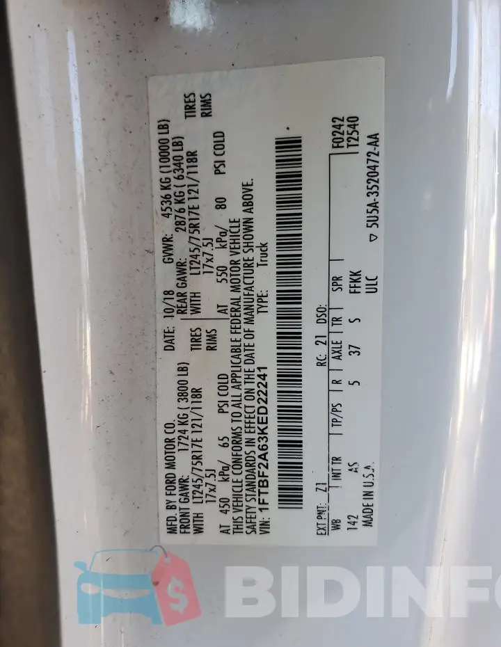 1FTBF2A63KED22241 Photo# 13