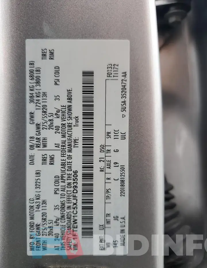 1FTEW1C5XJFD93506 Photo# 13
