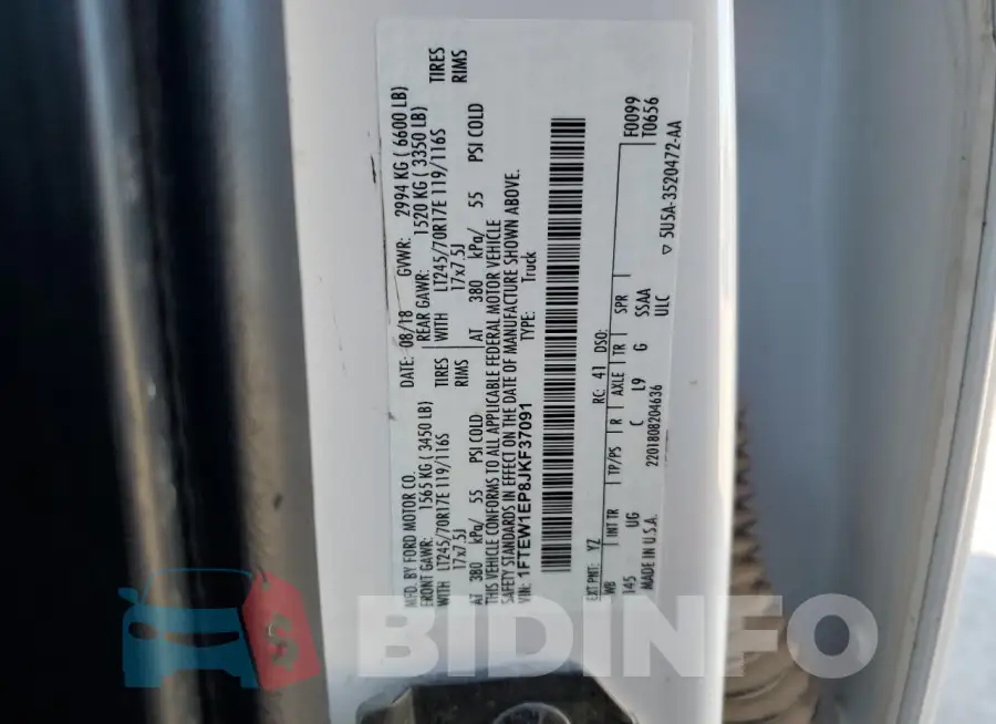 1FTEW1EP8JKF37091 Photo# 12