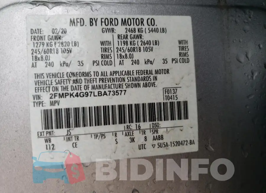 2FMPK4G97LBA73577 Photo# 12