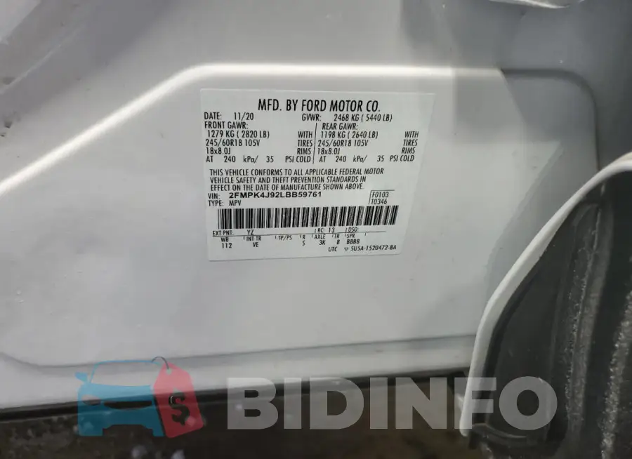 2FMPK4J92LBB59761 Photo# 13