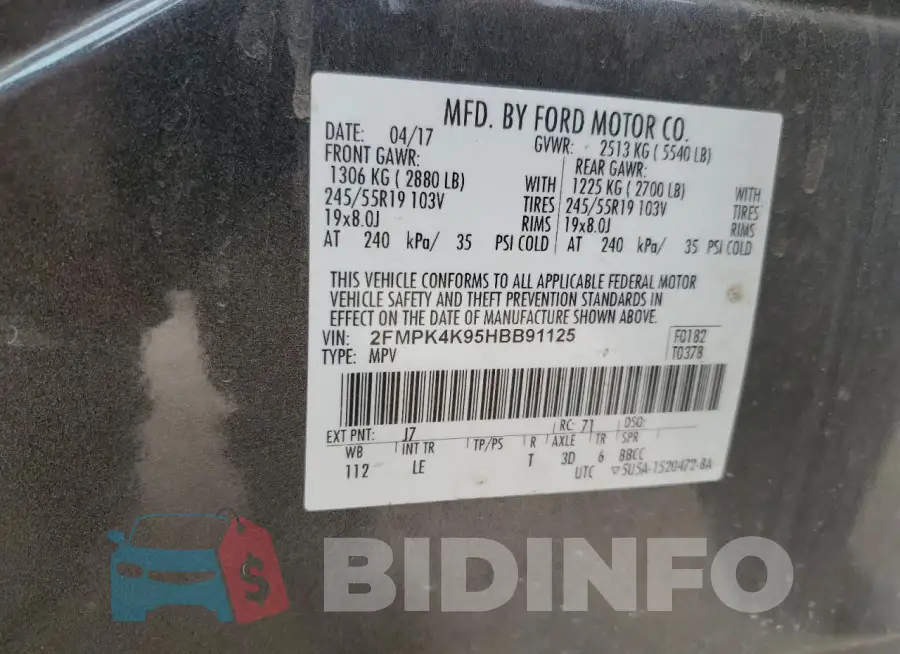 2FMPK4K95HBB91125 Photo# 14