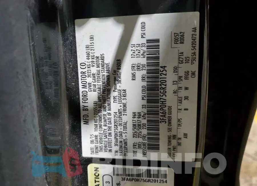 3FA6P0H75GR201254 Photo# 12