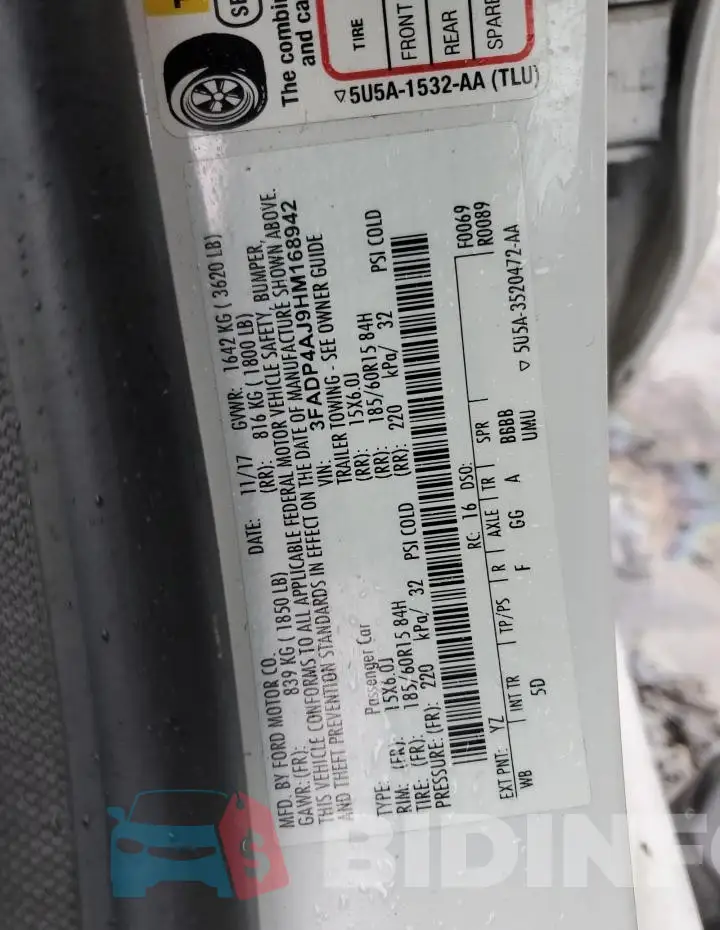 3FADP4AJ9HM168942 Photo# 12