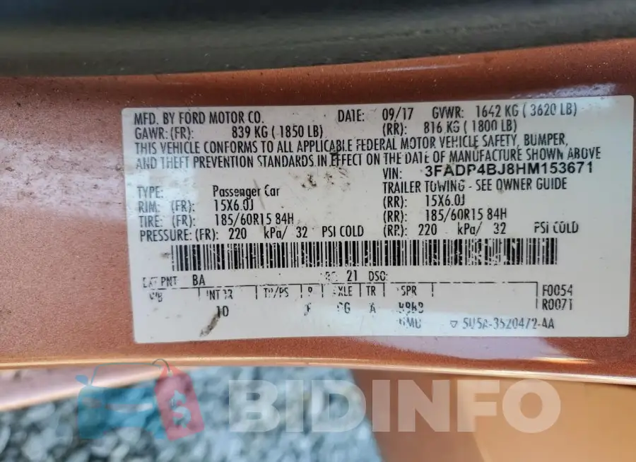 3FADP4BJ8HM153671 Photo# 12