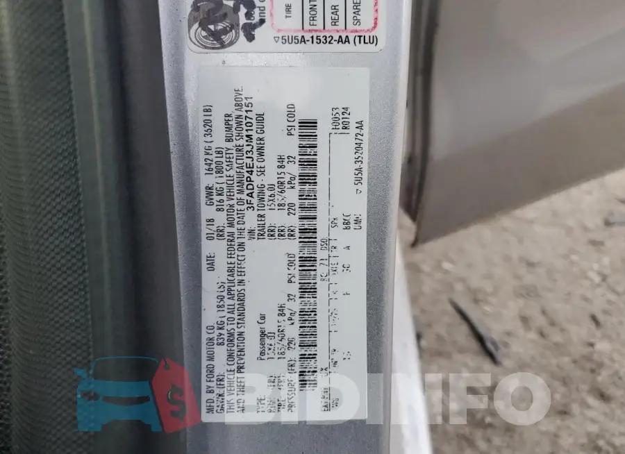 3FADP4EJ3JM107151 Photo# 12