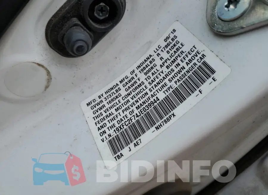 19XFC2F74JE039944 Photo# 12