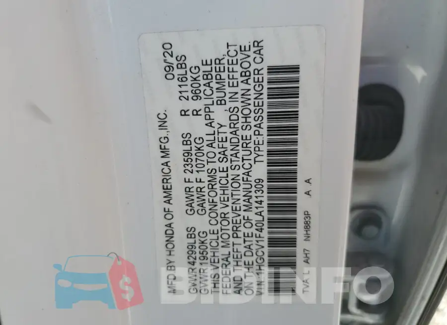 1HGCV1F40LA141309 Photo# 12
