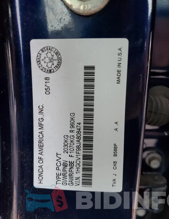 1HGCV1F98JA808474 Photo# 12