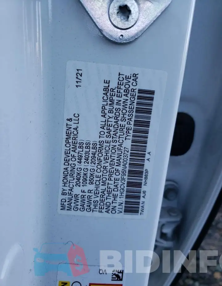 1HGCV3F95NA003727 Photo# 12