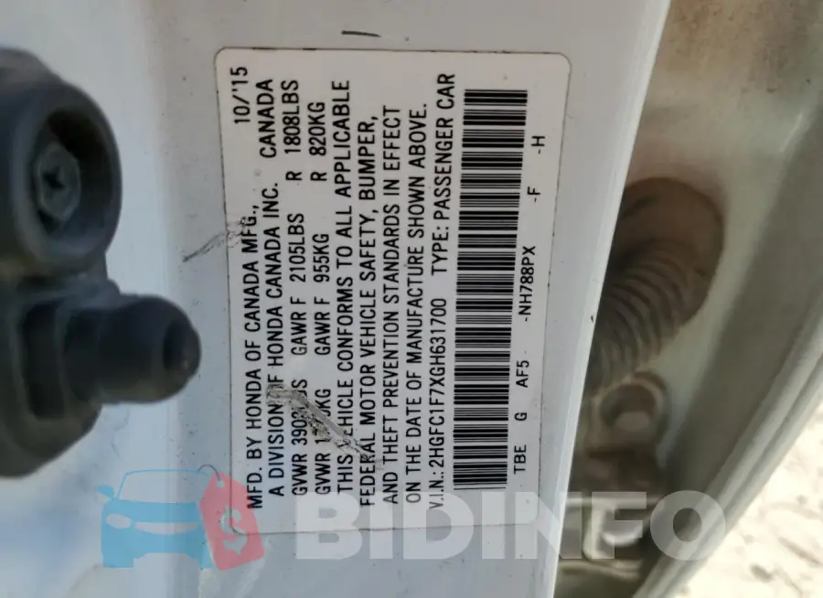 2HGFC1F7XGH631700 Photo# 12