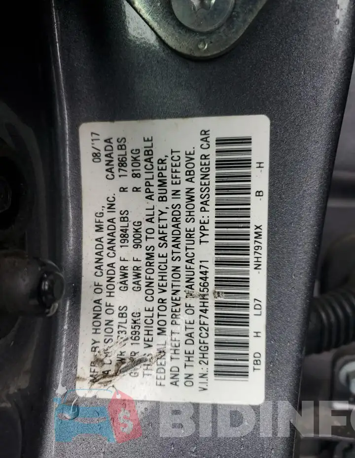 2HGFC2F74HH564471 Photo# 12