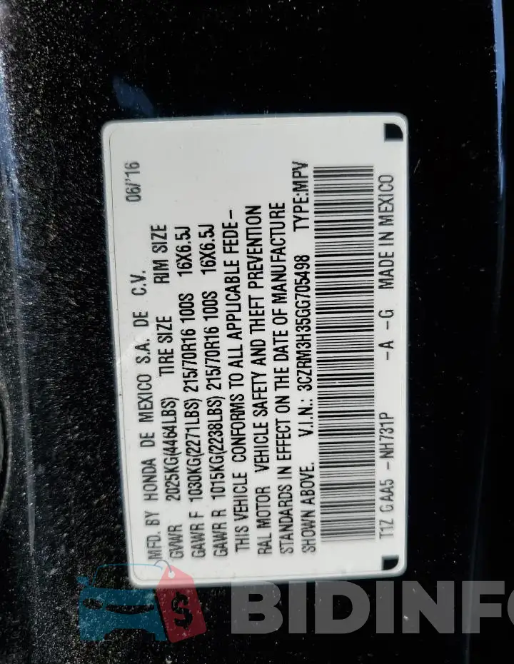 3CZRM3H35GG705498 Photo# 14