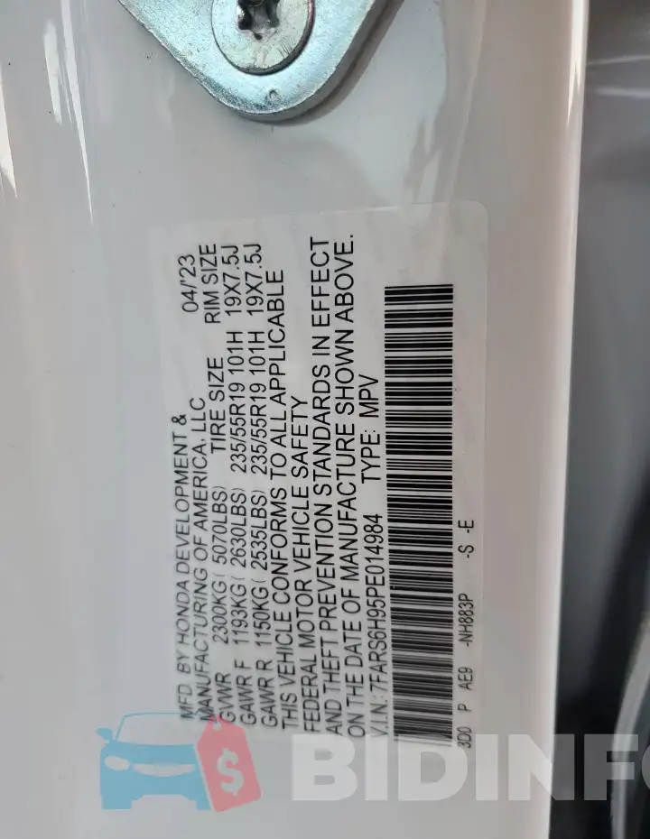 7FARS6H95PE014984 Photo# 14