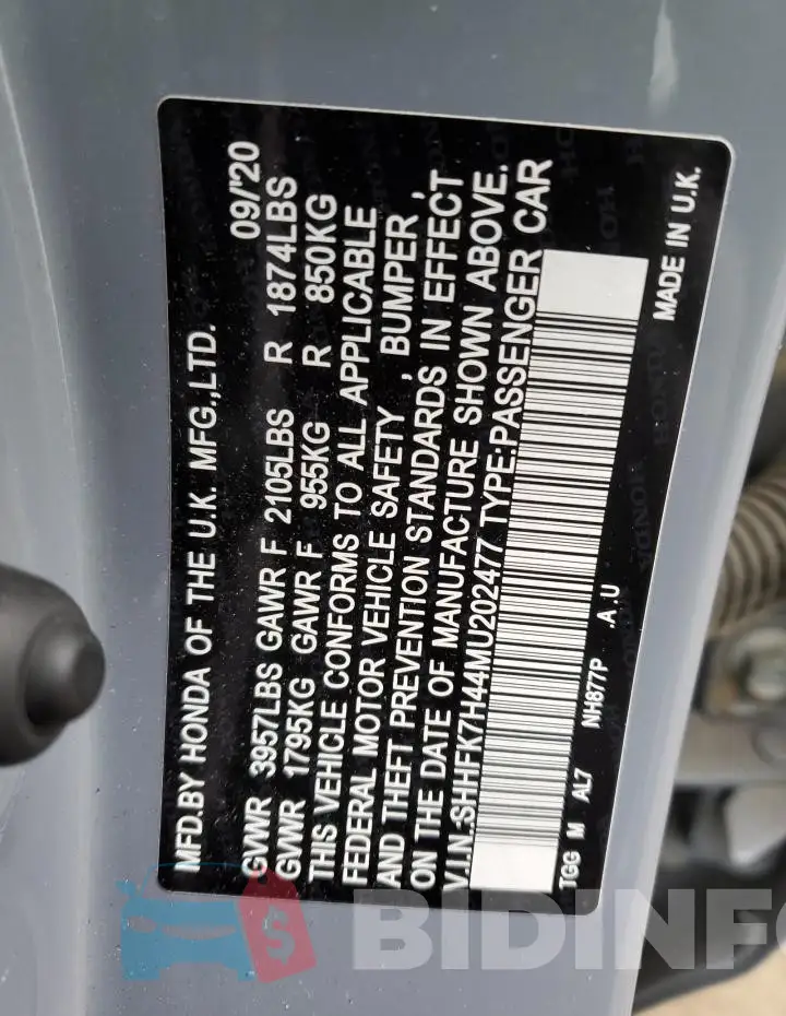 SHHFK7H44MU202477 Photo# 12