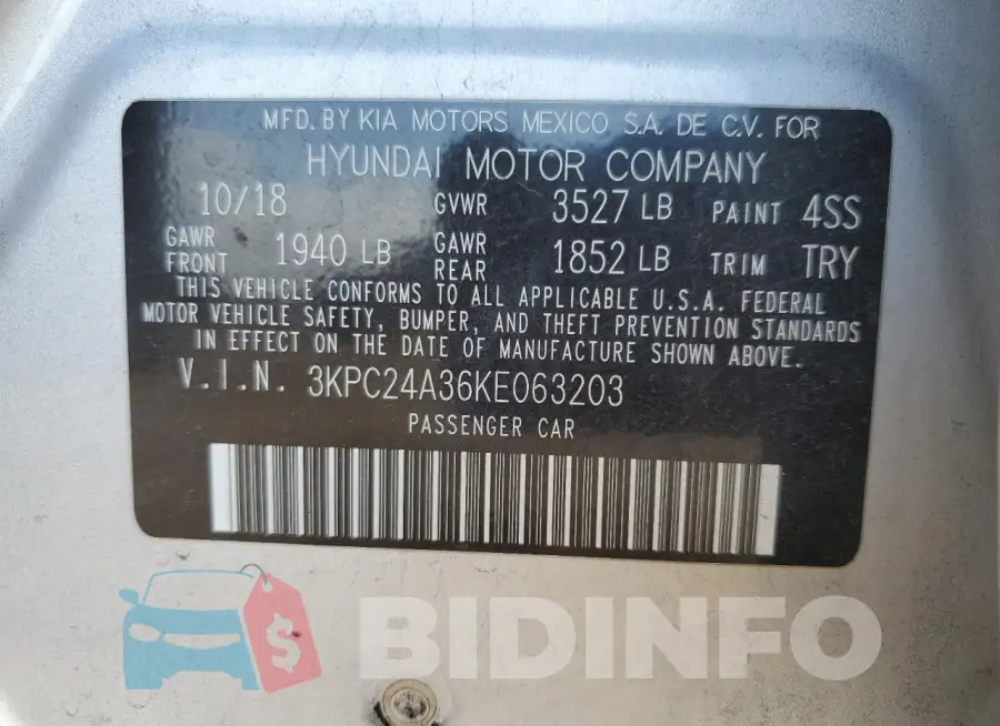 3KPC24A36KE063203 Photo# 12