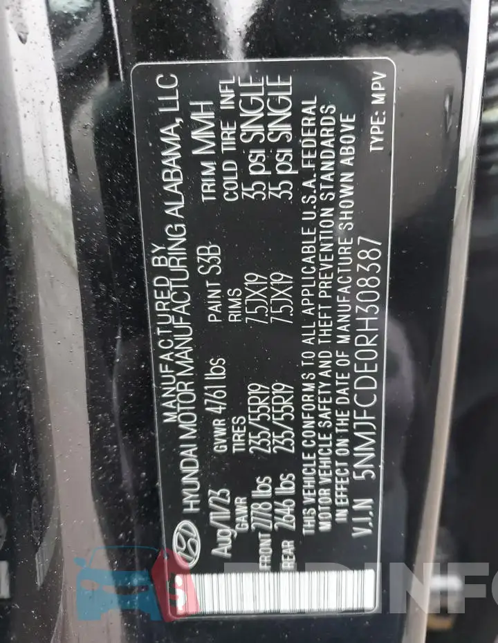 5NMJFCDE0RH308387 Photo# 13