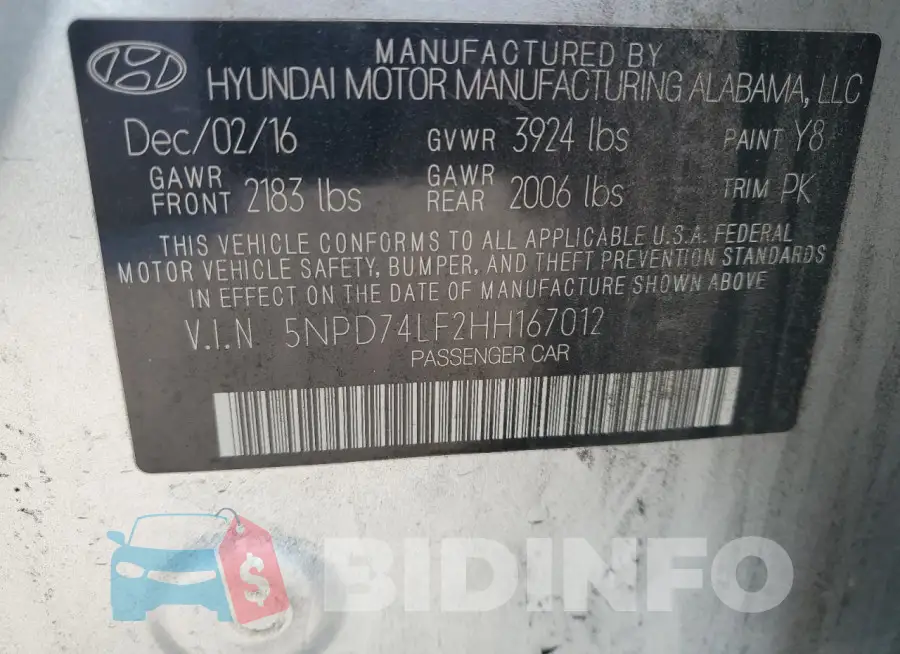 5NPD74LF2HH167012 Photo# 13