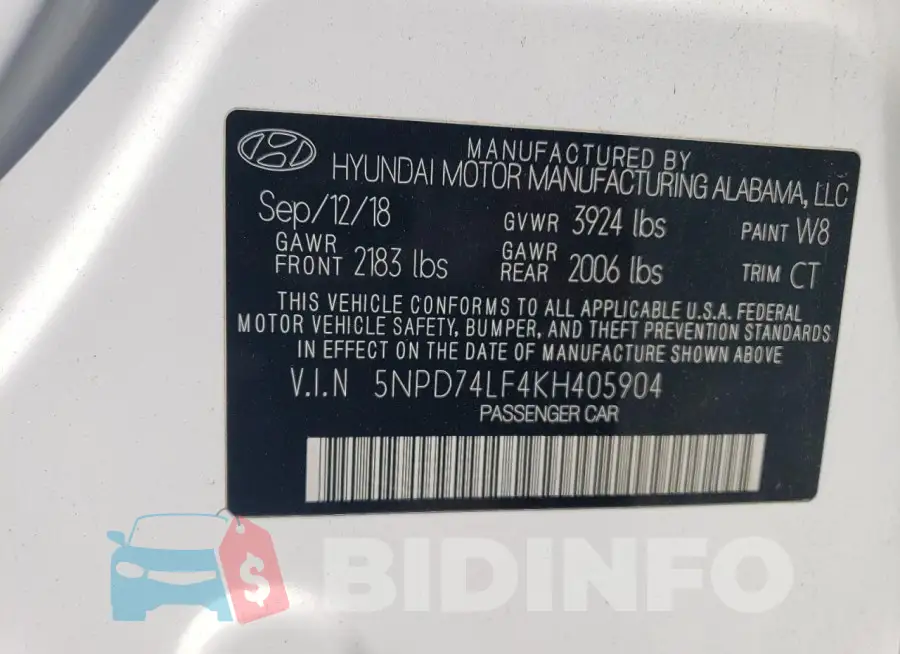 5NPD74LF4KH405904 Photo# 12