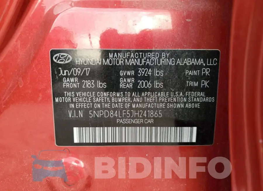 5NPD84LF5JH241865 Photo# 12