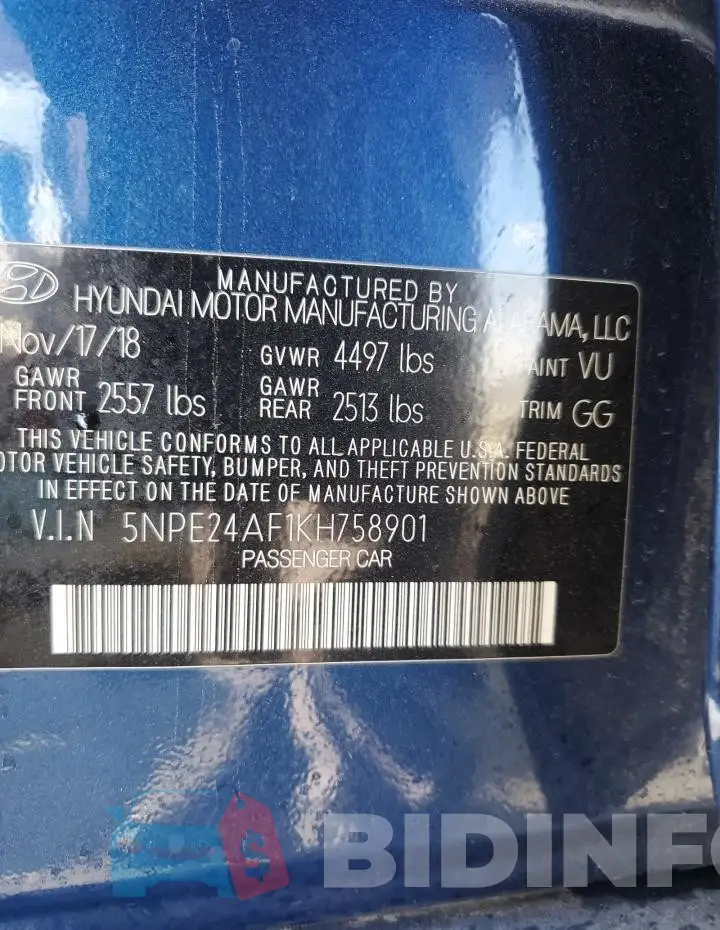 5NPE24AF1KH758901 Photo# 12