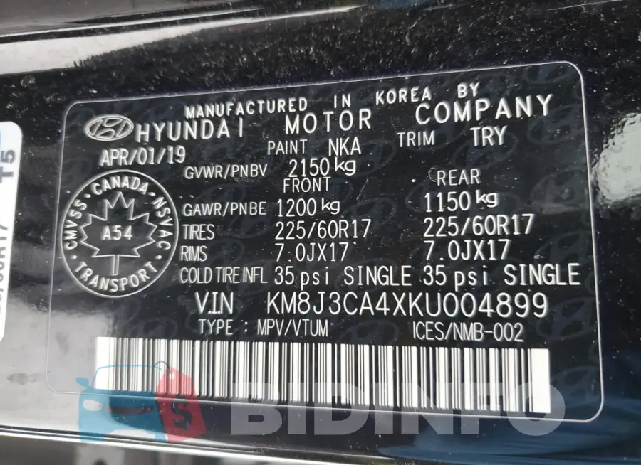 KM8J3CA4XKU004899 Photo# 14