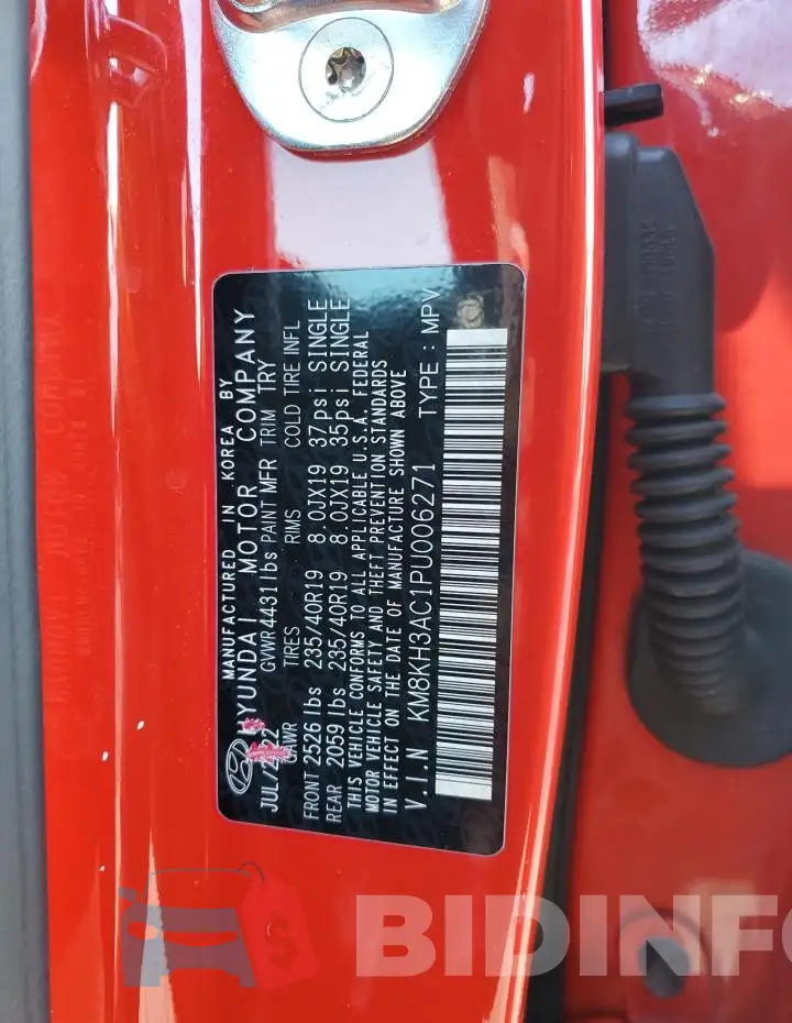 KM8KH3AC1PU006271 Photo# 13