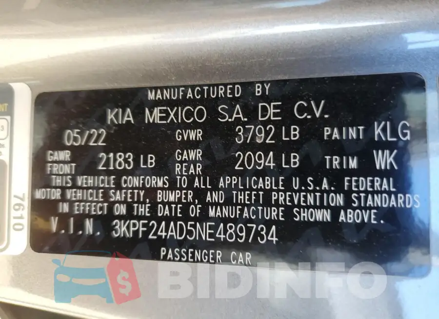 3KPF24AD5NE489734 Photo# 13