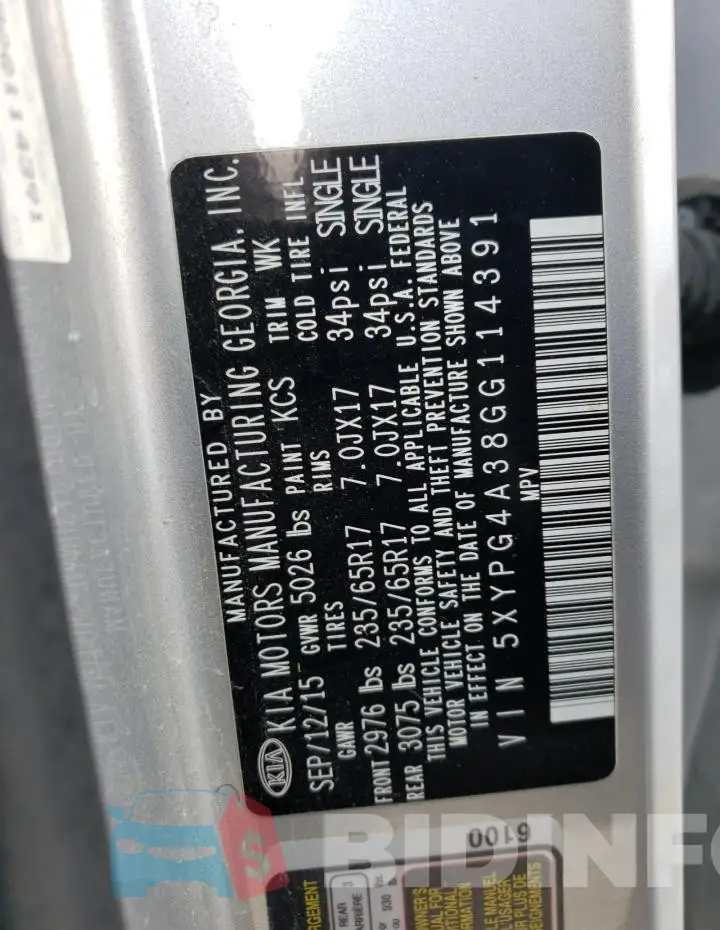 5XYPG4A38GG114391 Photo# 13