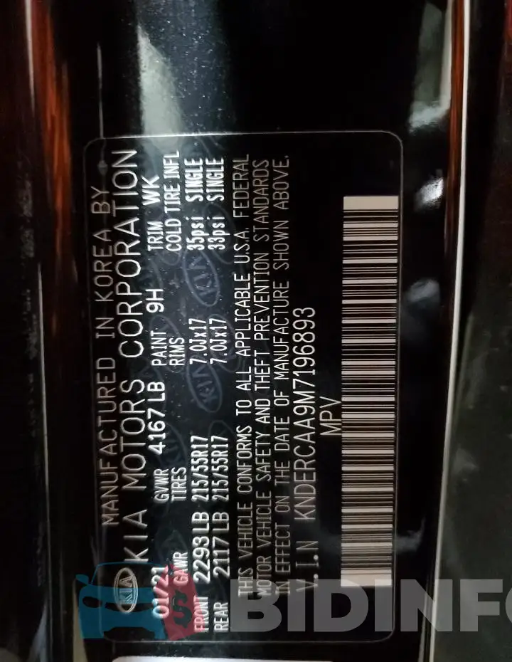 KNDERCAA9M7196893 Photo# 13