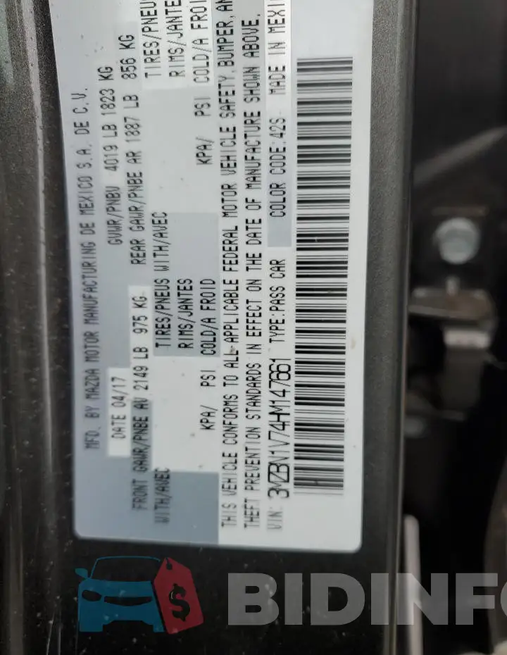 3MZBN1V74HM147661 Photo# 12