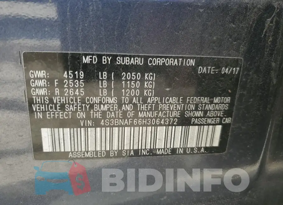 4S3BNAF66H3064372 Photo# 12