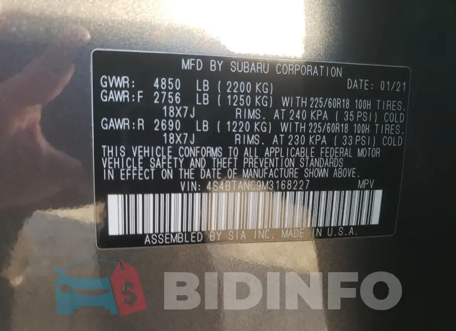 4S4BTANC9M3168227 Photo# 13
