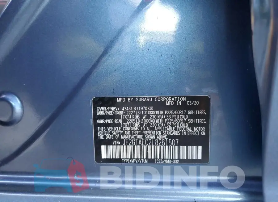 JF2GTAEC2L8261507 Photo# 13