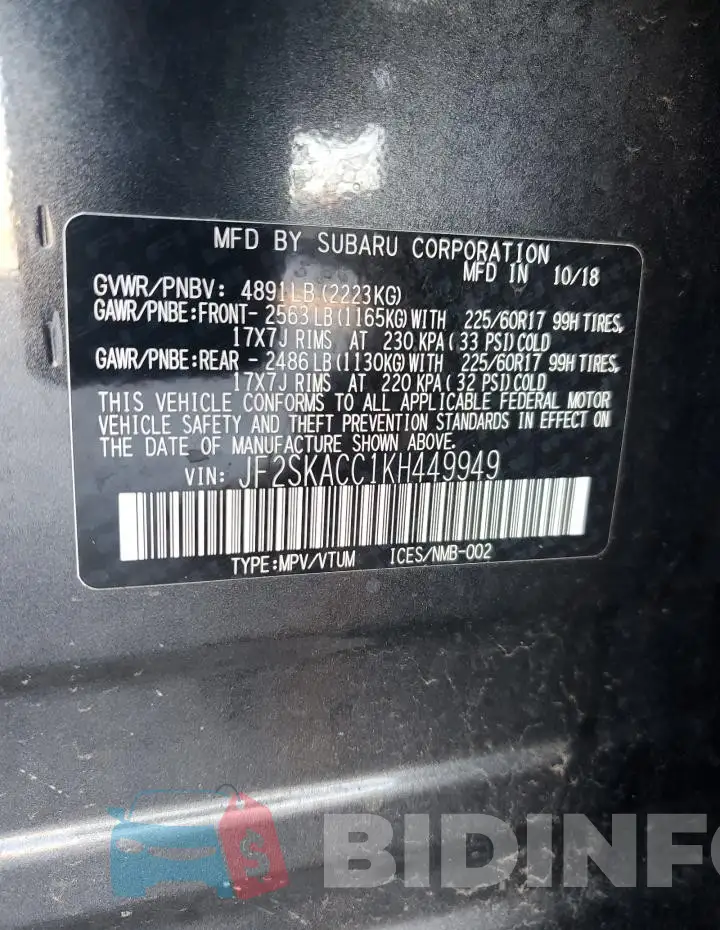 JF2SKACC1KH449949 Photo# 13