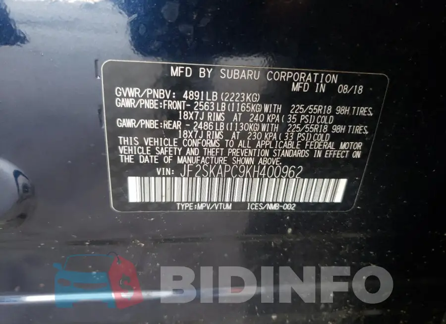 JF2SKAPC9KH400962 Photo# 13