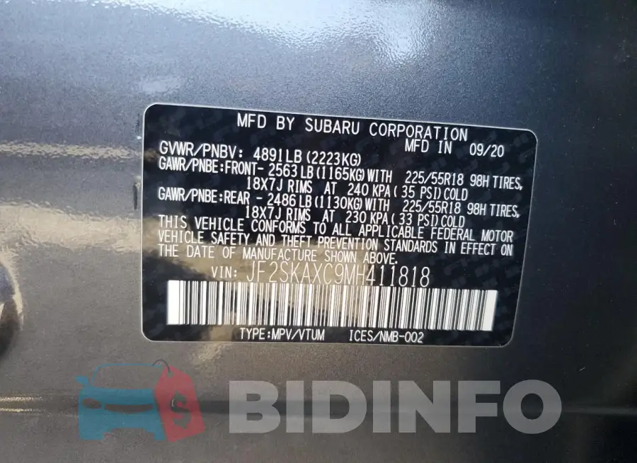 JF2SKAXC9MH411818 Photo# 14