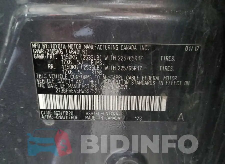 2T3BFREV5HW597525 Photo# 13