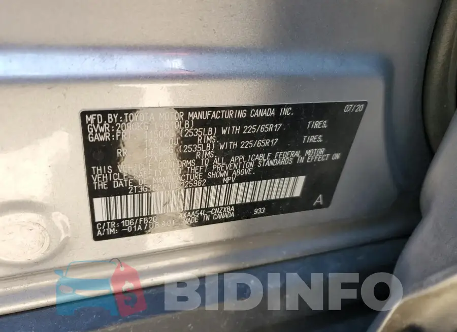 2T3G1RFV1LC125982 Photo# 13
