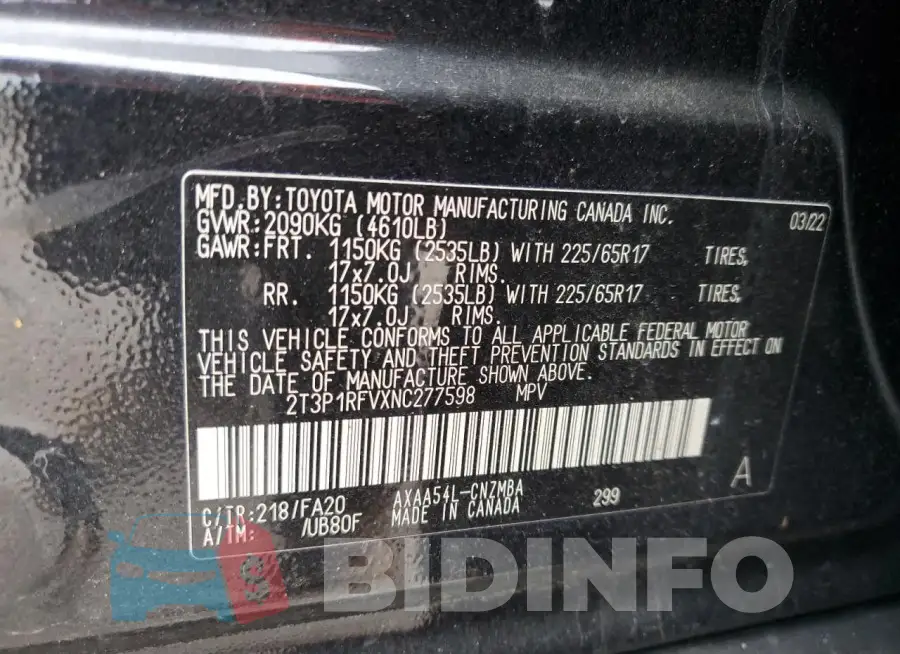 2T3P1RFVXNC277598 Photo# 13