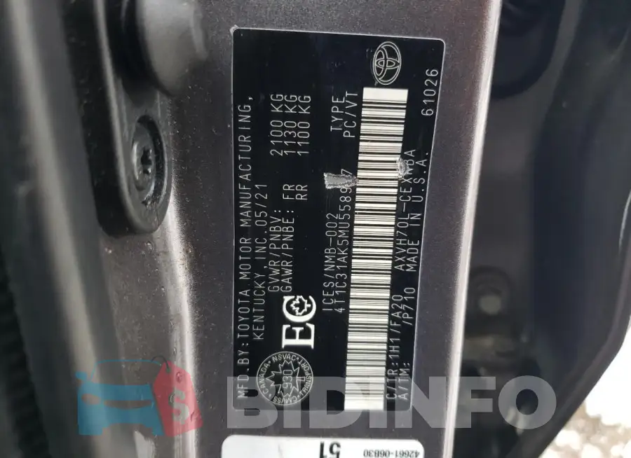 4T1C31AK5MU558947 Photo# 12