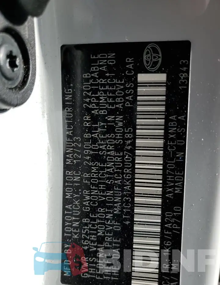 4T1C31AK6RU074485 Photo# 13