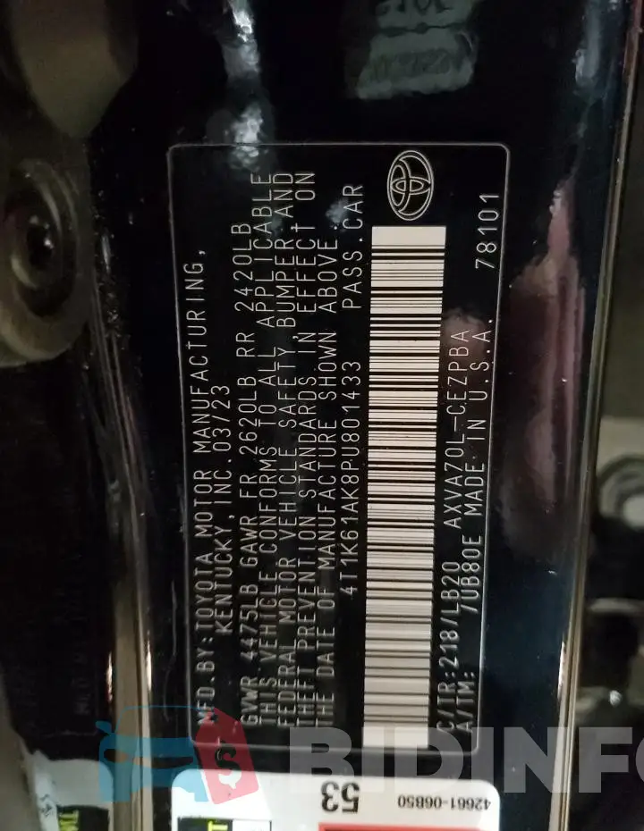 4T1K61AK8PU801433 Photo# 12