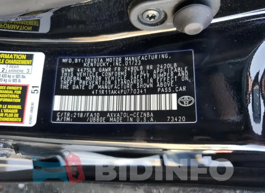 4T1R11AK4PU770341 Photo# 12
