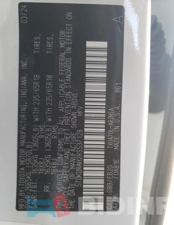 5TDKDRAH2RS537128 Photo# 13